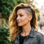 Sidecut für Frauen mittellange Haare mutige Frisur zwischen Rock-Chic und Eleganz